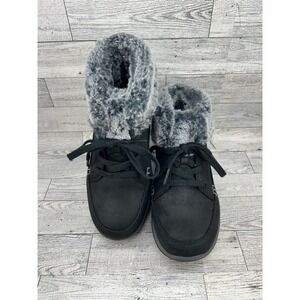 Skechers‎ Slip Ins Womens Black Faux Fur Lined Ankle Boots Shoes Size 6
